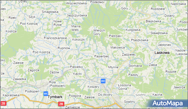 mapa Pasierbiec, Pasierbiec na mapie Targeo