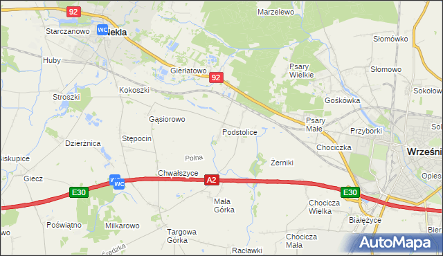 mapa Podstolice gmina Nekla, Podstolice gmina Nekla na mapie Targeo