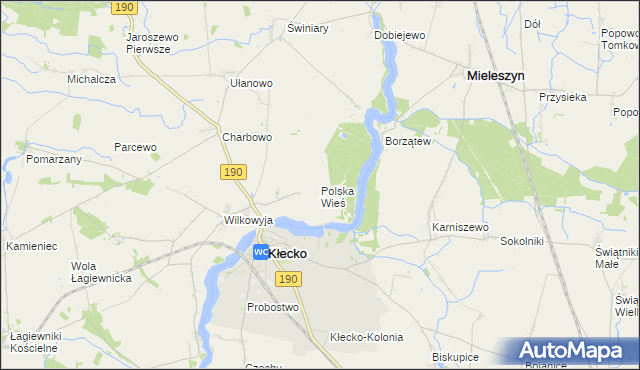 mapa Polska Wieś gmina Kłecko, Polska Wieś gmina Kłecko na mapie Targeo