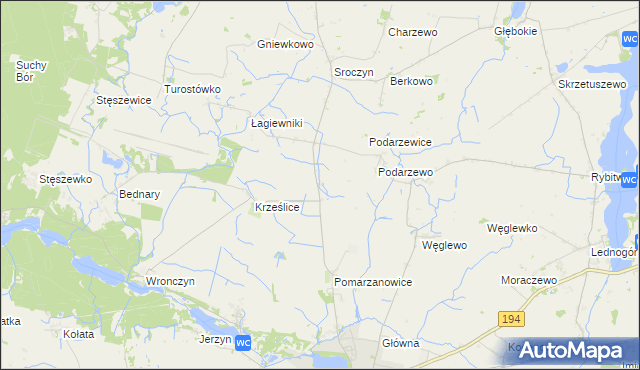 mapa Pomarzanki gmina Pobiedziska, Pomarzanki gmina Pobiedziska na mapie Targeo