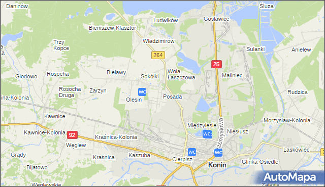 mapa Posada gmina Kazimierz Biskupi, Posada gmina Kazimierz Biskupi na mapie Targeo