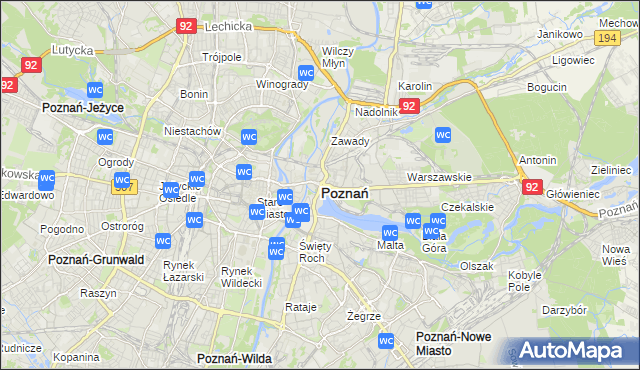 mapa Poznania, Poznań na mapie Targeo