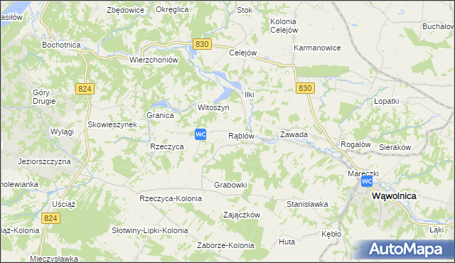 mapa Rąblów, Rąblów na mapie Targeo