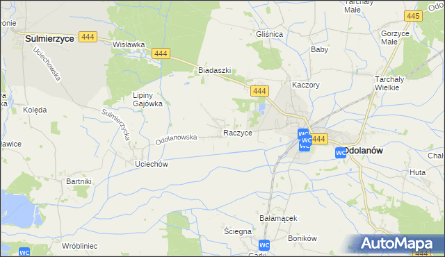 mapa Raczyce gmina Odolanów, Raczyce gmina Odolanów na mapie Targeo