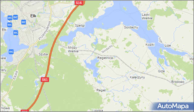 mapa Regielnica, Regielnica na mapie Targeo