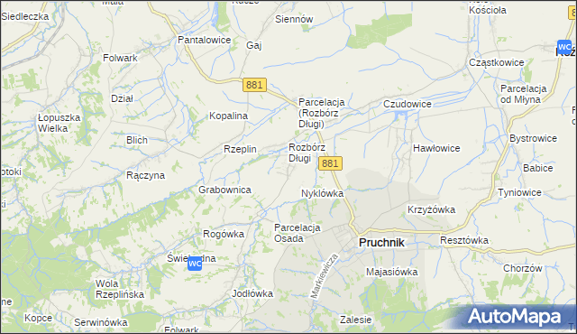 mapa Rozbórz Okrągły, Rozbórz Okrągły na mapie Targeo