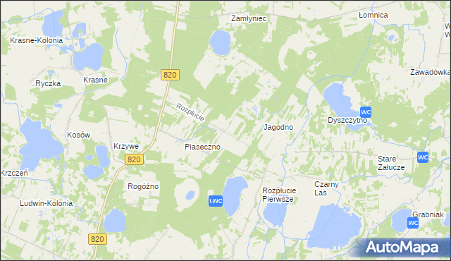mapa Rozpłucie Drugie, Rozpłucie Drugie na mapie Targeo