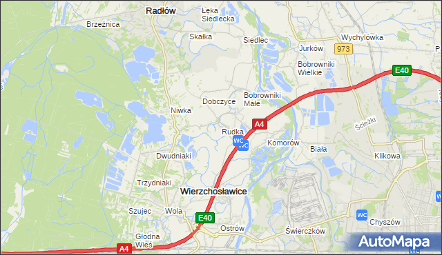 mapa Rudka gmina Wierzchosławice, Rudka gmina Wierzchosławice na mapie Targeo