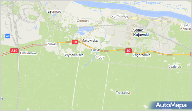 mapa Rudy gmina Solec Kujawski, Rudy gmina Solec Kujawski na mapie Targeo
