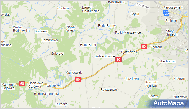 mapa Rutki-Głowice, Rutki-Głowice na mapie Targeo