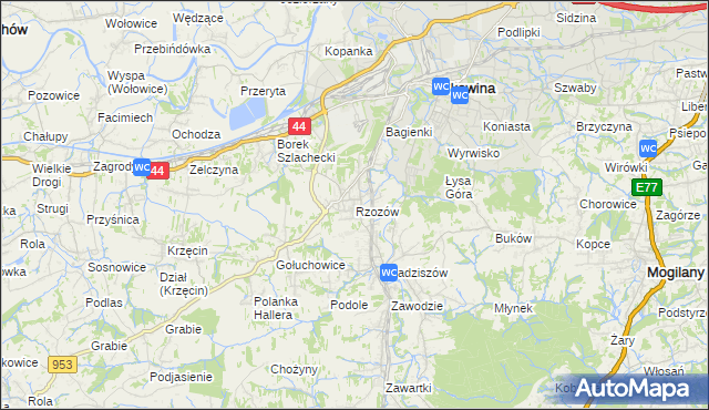 mapa Rzozów, Rzozów na mapie Targeo