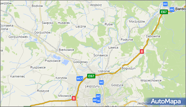 mapa Ścinawica, Ścinawica na mapie Targeo