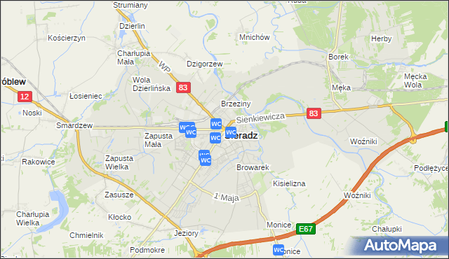 mapa Sieradz, Sieradz na mapie Targeo