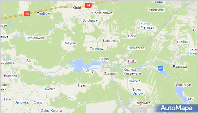 mapa Słupia gmina Kluki, Słupia gmina Kluki na mapie Targeo