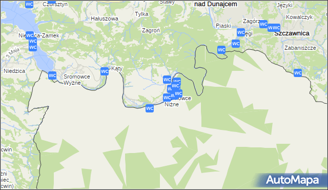 mapa Sromowce Niżne, Sromowce Niżne na mapie Targeo