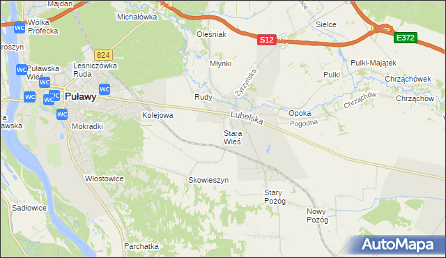 mapa Stara Wieś gmina Końskowola, Stara Wieś gmina Końskowola na mapie Targeo