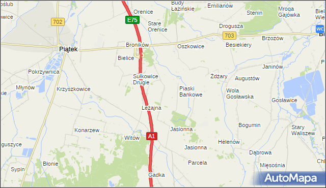 mapa Stare Piaski gmina Bielawy, Stare Piaski gmina Bielawy na mapie Targeo
