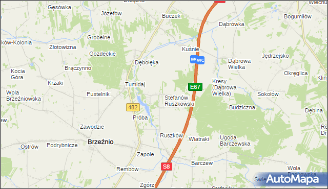 mapa Stefanów Ruszkowski, Stefanów Ruszkowski na mapie Targeo