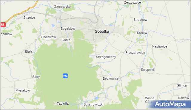 mapa Strzegomiany, Strzegomiany na mapie Targeo