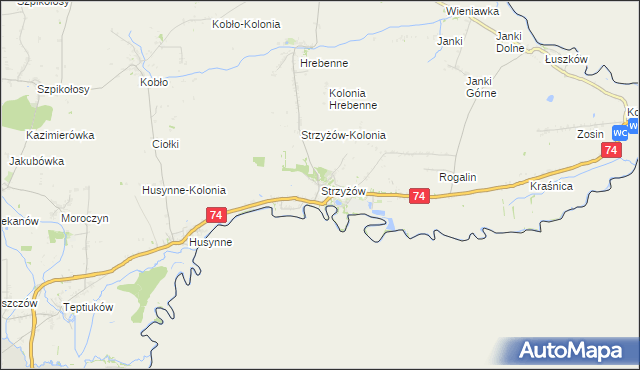 mapa Strzyżów gmina Horodło, Strzyżów gmina Horodło na mapie Targeo