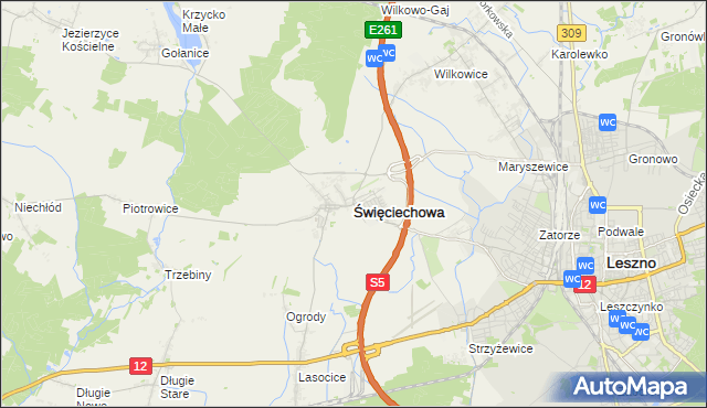 mapa Święciechowa, Święciechowa na mapie Targeo