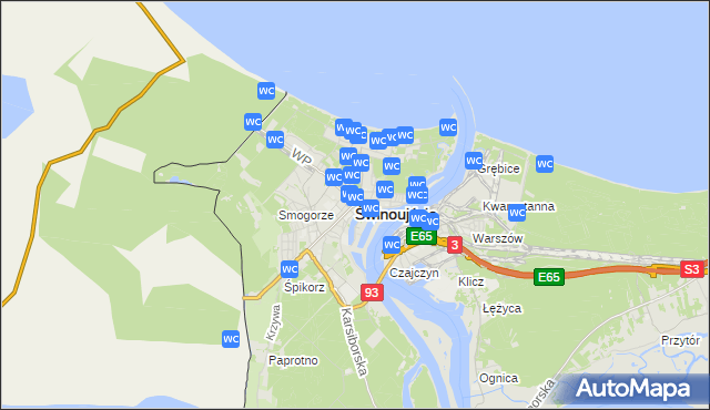 mapa Świnoujście, Świnoujście na mapie Targeo