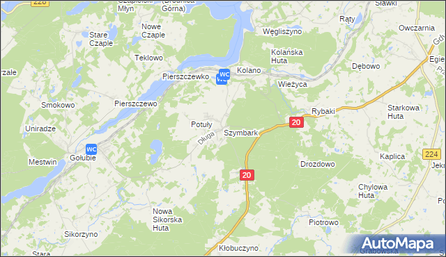 mapa Szymbark gmina Stężyca, Szymbark gmina Stężyca na mapie Targeo