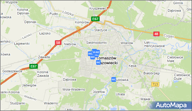 mapa Tomaszów Mazowiecki, Tomaszów Mazowiecki na mapie Targeo
