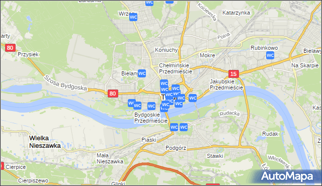 mapa Torunia, Toruń na mapie Targeo