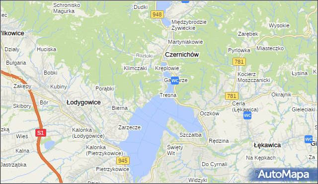 mapa Tresna, Tresna na mapie Targeo