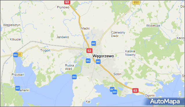mapa Węgorzewo, Węgorzewo na mapie Targeo