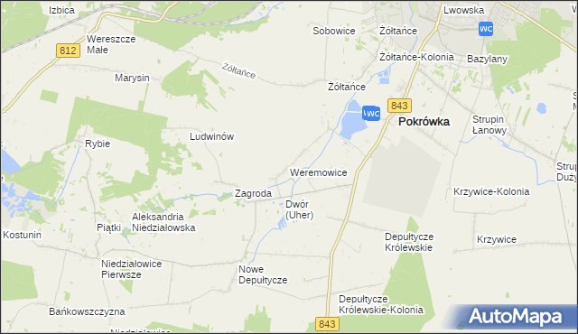 mapa Weremowice, Weremowice na mapie Targeo