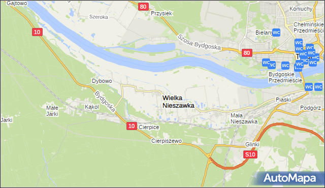 mapa Wielka Nieszawka, Wielka Nieszawka na mapie Targeo