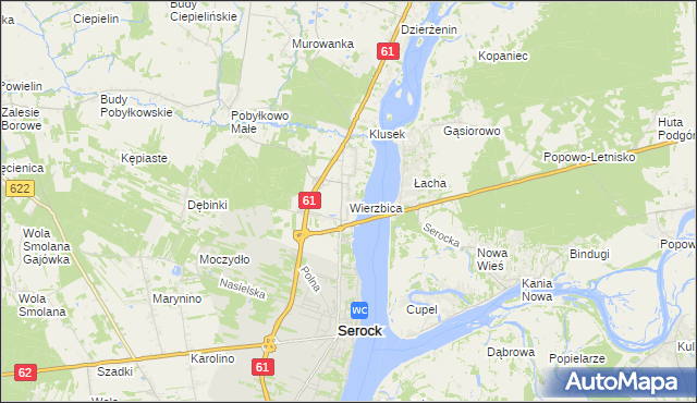mapa Wierzbica gmina Serock, Wierzbica gmina Serock na mapie Targeo