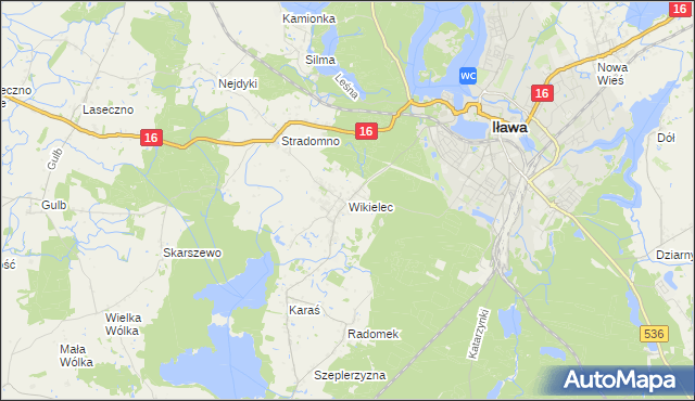 mapa Wikielec gmina Iława, Wikielec gmina Iława na mapie Targeo