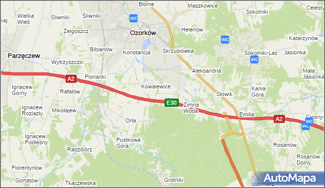 mapa Wiktorów gmina Zgierz, Wiktorów gmina Zgierz na mapie Targeo