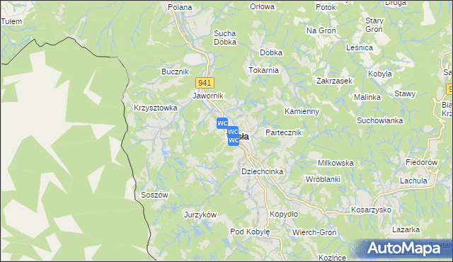 mapa Wisła, Wisła na mapie Targeo
