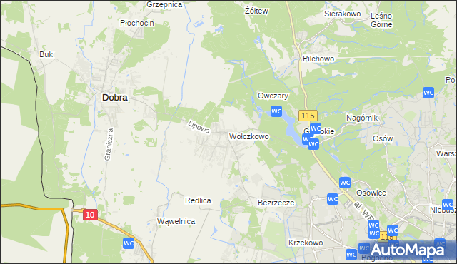 mapa Wołczkowo, Wołczkowo na mapie Targeo