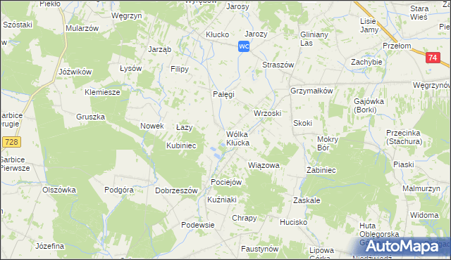 mapa Wólka Kłucka, Wólka Kłucka na mapie Targeo