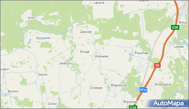 mapa Wołowiec gmina Nowogard, Wołowiec gmina Nowogard na mapie Targeo