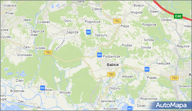 mapa Wygiełzów gmina Babice, Wygiełzów gmina Babice na mapie Targeo