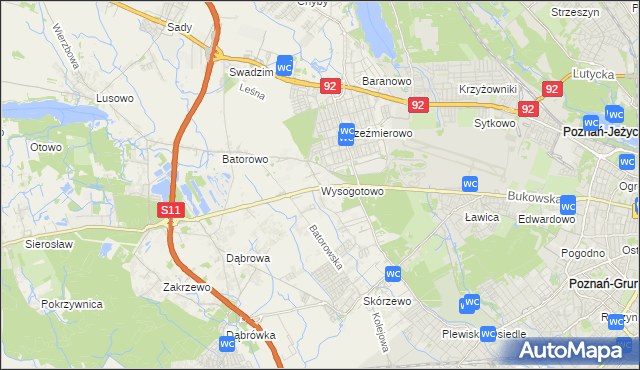 mapa Wysogotowo, Wysogotowo na mapie Targeo