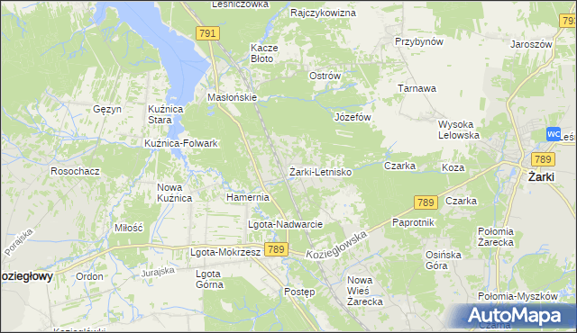 mapa Żarki-Letnisko, Żarki-Letnisko na mapie Targeo