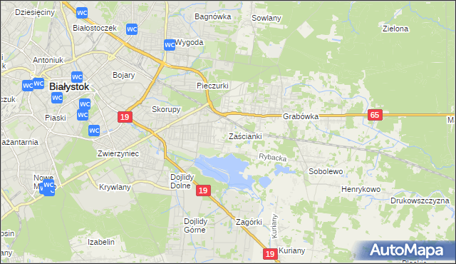 mapa Zaścianki gmina Supraśl, Zaścianki gmina Supraśl na mapie Targeo