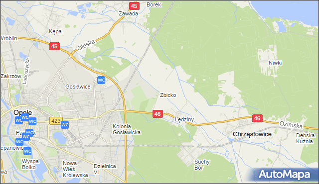 mapa Zbicko, Zbicko na mapie Targeo