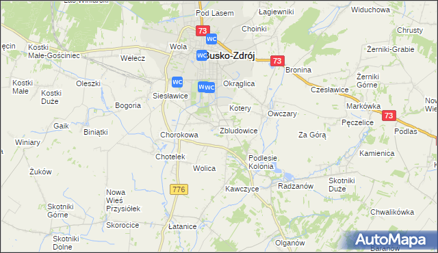 mapa Zbludowice, Zbludowice na mapie Targeo