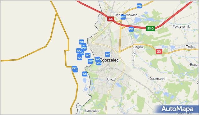 mapa Zgorzelec, Zgorzelec na mapie Targeo