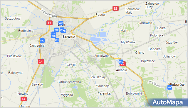 mapa Zielkowice, Zielkowice na mapie Targeo