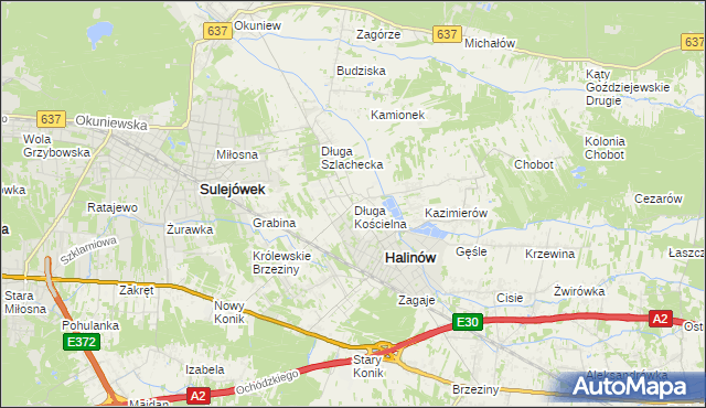 mapa Długa Kościelna, Długa Kościelna na mapie Targeo