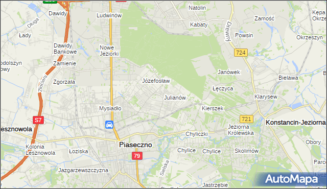 mapa Julianów gmina Piaseczno, Julianów gmina Piaseczno na mapie Targeo